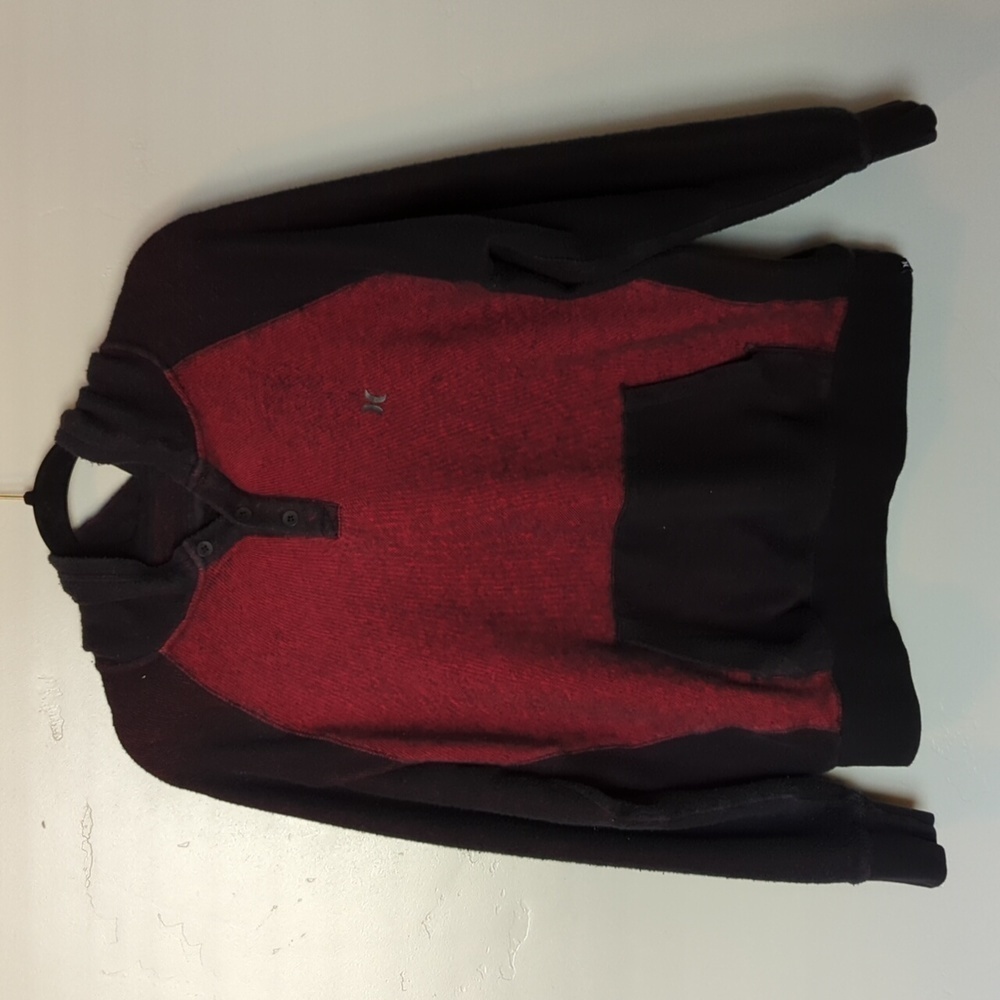 Hurley‎ Red & Black Hooded Long Sleeve Sweater